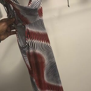 Asymmetrical Red and Black Bodycon Dress for Cocktail